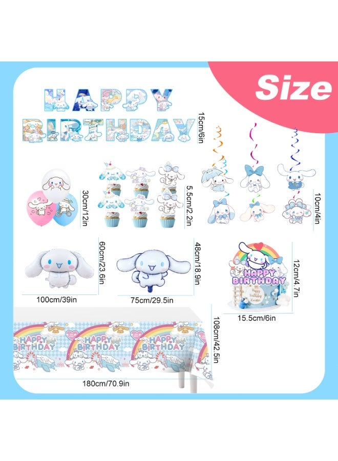 FRUITFUL PARTY Cinnamoroll Birthday Party Decorations, 35pcs Cinnamoroll Decoration Set - Cinnamoroll Balloons Banner Tablecloth Spiral Pendant Cupcake Toppers etc Cinnamoroll Birthday Party Supplies - Image 3